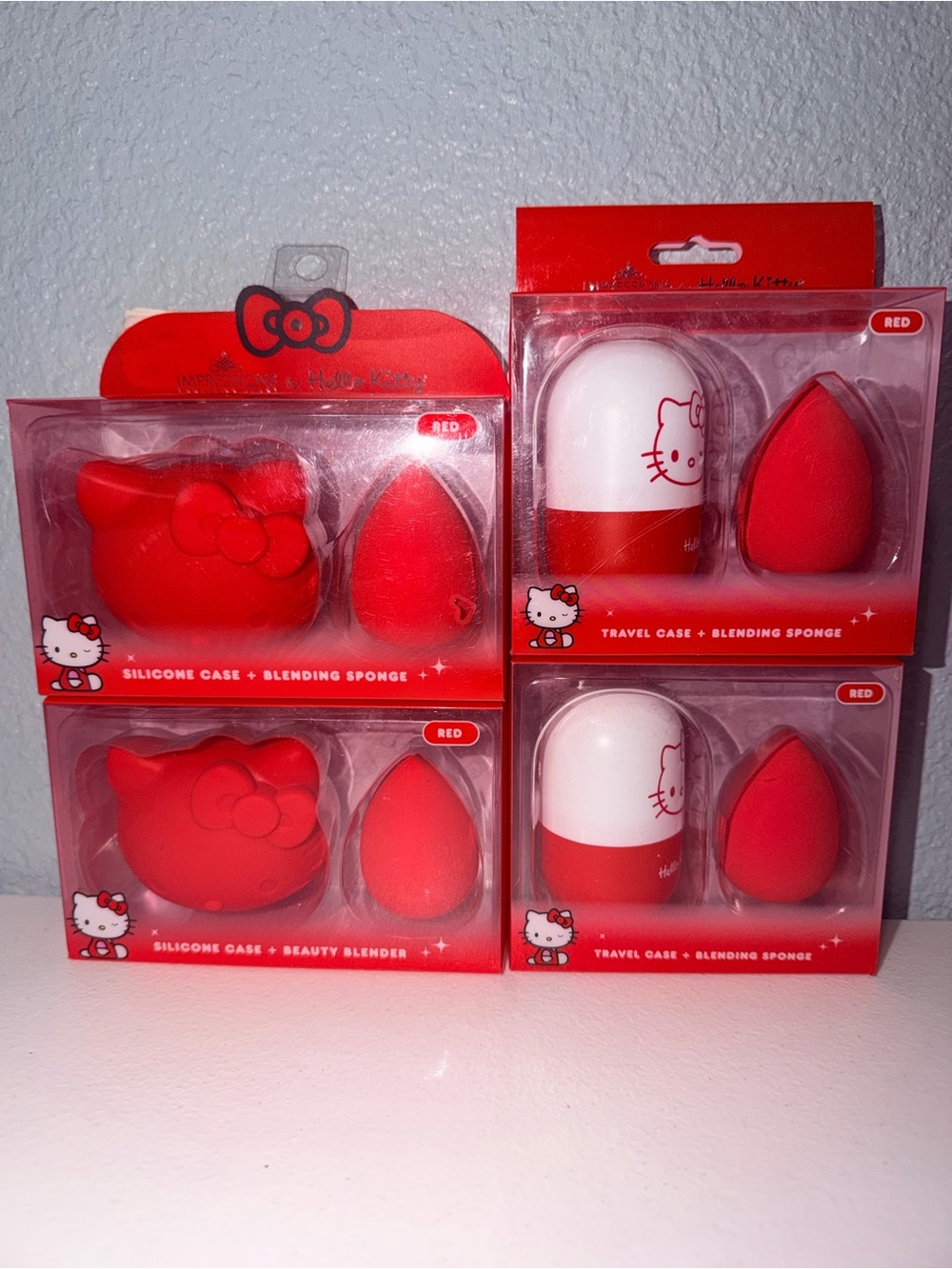 Hello Kitty Red Kids Silicone Case & Blending Sponge Set - 4 Pack